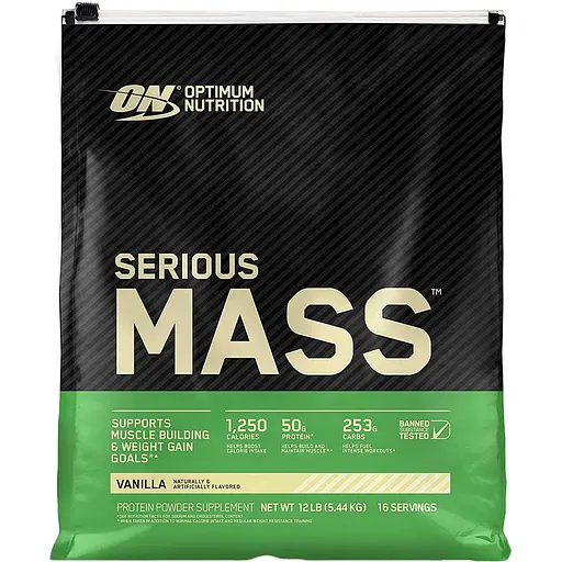 Гейнер Optimum Nutrition Serious Mass Vanilla 5.443 кг - фото 1