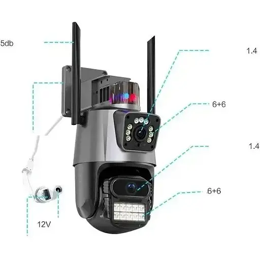 Уличная охранная поворотная Wi-Fi камера Baellerry Dual Lens Zoom 8MP сирена, зум, удаленным доступом онлайн - фото 2