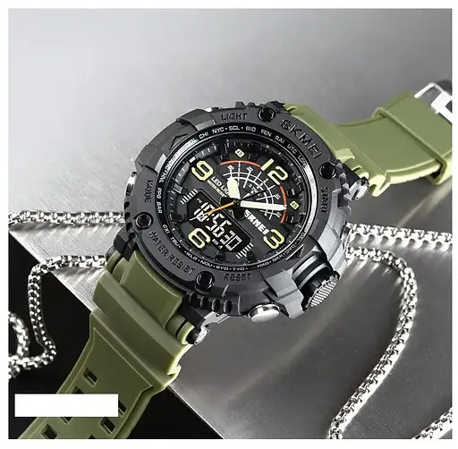 Чоловічий спортивний наручний годинник Skmei 1617 Зелений - фото 5