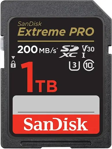 Карта пам'яті Sandisk 1TB SD C10 UHS-I U3 R200/W140MB/s Extreme Pro V30 (SDSDXXD-1T00-GN4IN) - фото 1