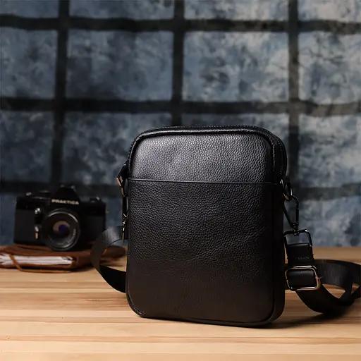 Компактна чоловіча сумка на плече з натуральної шкіри Vintage 18х21,5х4 см sum0027490 - фото 9