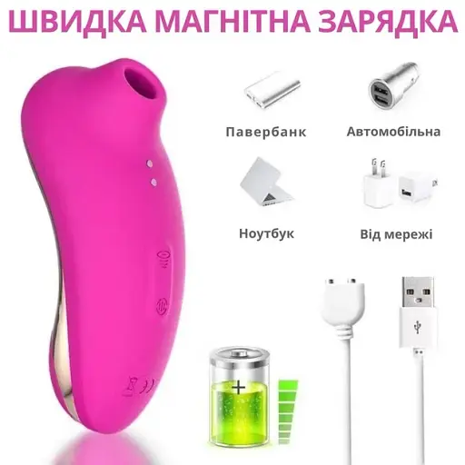 Вакуумний стимулятор клітора I’MCUM 2 в 1 Sensual Wave 8 режимів всмоктування та пульсуючою головкою Рожевий (IM-KXY217) - фото 8