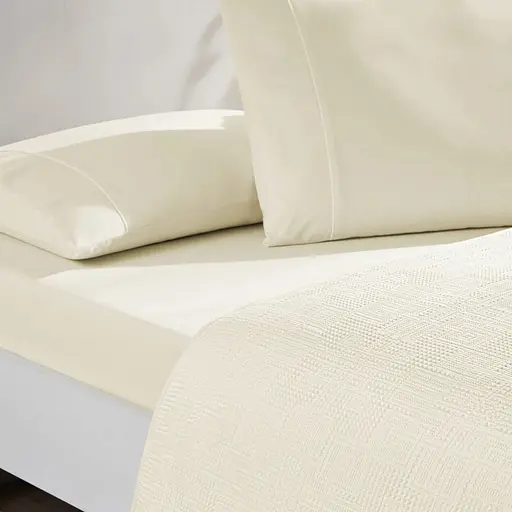 Постельное белье с жаккардовым покрывалом-пике Vignes White / простыня на резинке Tac pbe0051415 - фото 3