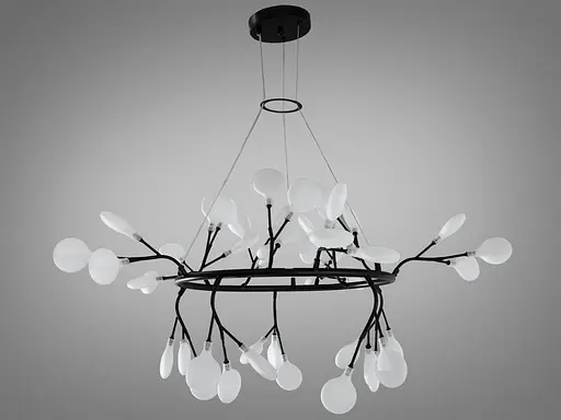 Естетично приваблива, люстра в спальню "Світлячок", 45 ламп, чорний - фото 1