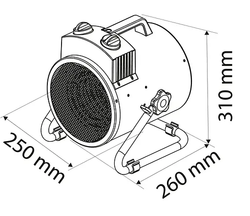 Теплова гармата Neo Tools електрична, 3кВт, 80м кв, 354м куб/год, нагрів. елемент - нерж. сталь, IPX4, чорний - фото 8