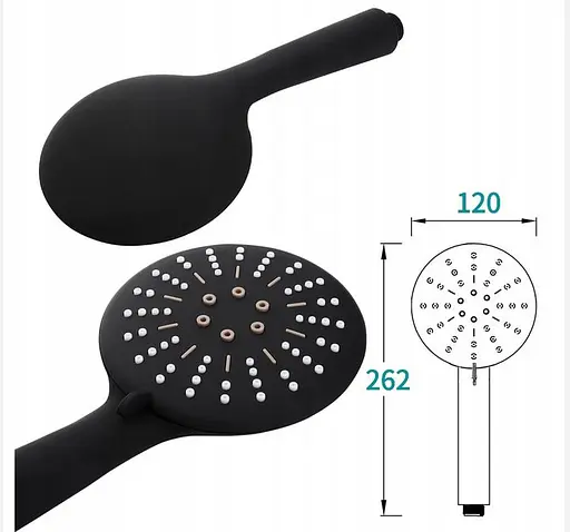 Душова лійка Rea + шланг + тримач чорний REA-P4101, Чорний - фото 4