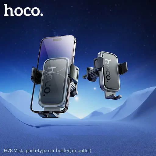 Автотримач для телефона HOCO H78 Vista push-type car holder (air outlet) Black Metal Gray - фото 8
