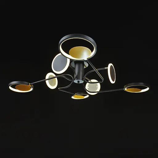 Люстра стельова Brille в спальню LED 50W WW+NW+CW BK (BR-01 657C/8) - фото 4