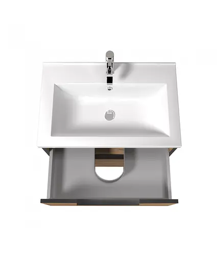 Тумба Мойдодир Line Craft 70 з умивальником Cosmo 70 дуб крафт/Чорний - фото 5