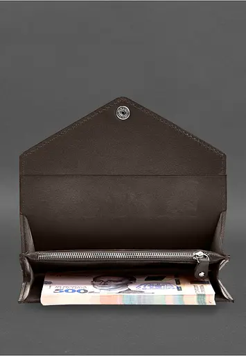 Кожаный клатч (портмоне) на кнопке 5.0 Темно-бежевый - фото 6