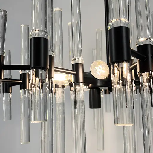 Розкішна чорна люстра із скляними паличками Ø 55 см | Арт. MJ 139/10 BK | Line F - фото 3