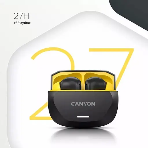 Навушники Canyon TWS HEXAGON 7 TWS ANC+ENC Wireless Charge Black Yellow (CNS-TWS7BY) - фото 2
