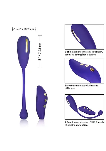 Віброяйце Calexotics Estim Remote Kegel, 7.5 см (синій) - фото 5