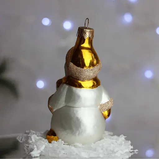 Ялинкова прикраса Санта Шоп Кольоровий сніговик жовтий скло (4820001155495) - фото 4