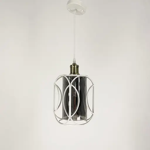 Стильний білий підвіс з серії Лофт із графітовим плафоном Line.F 12055/1 WT+GR - фото 2