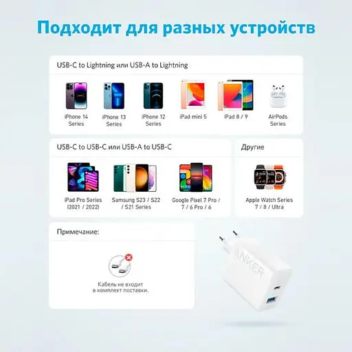 Зарядний пристрій Anker PowerPort 312 PowerIQ 2 виходи Type-C + USB біле - фото 4