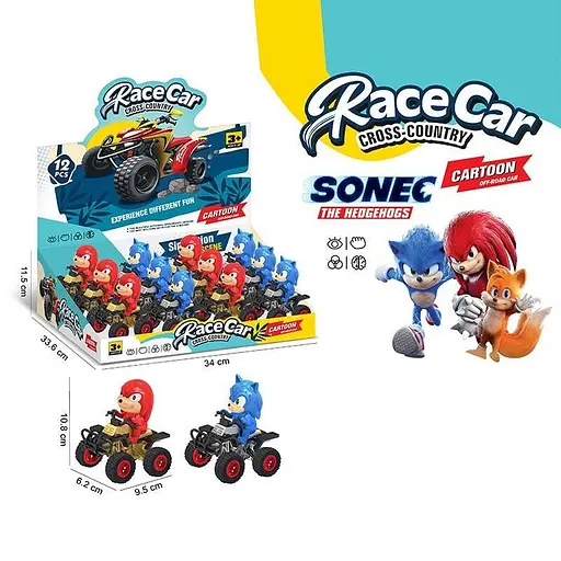 Машинка Соник, 111-433F, инерция, прорезиненные колеса, подвижные детали (В ассортименте)