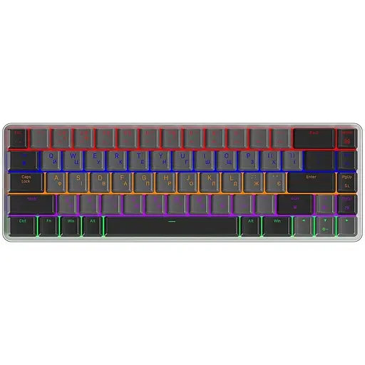 Клавиатура беспроводная GamePro MK122R Red Switch, Dark серый, 2.4GHz/ USB, механическая (переключатели Outemu Red), 68 кнопок, LED - фото 1