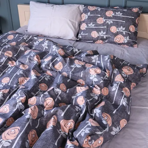 Простирадло MirSon Бязь 17-0706 Silver Petals 150х220 см світло-сіре (2200010619058) - фото 4