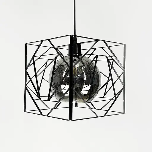 Люстра у чорному корпусі з графітовим плафоном 24х24 см | Арт. 12120/1 BK+GR | Line F - фото 4