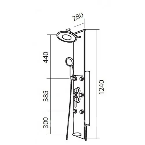 Гідромасажна панель AM.PM Bliss L W53P-1-124M, Хром - фото 2