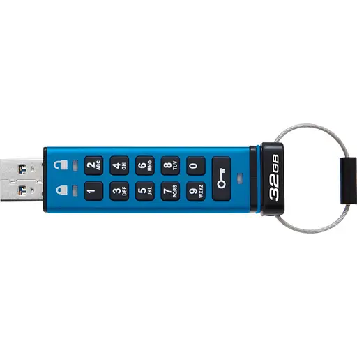 USB флеш накопитель Kingston 32 ГБ IronKey Keypad 200 AES-256 Encrypted Blue USB 3.2 (IKKP200/32 ГБ) - фото 2
