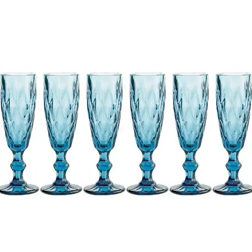 Набір келихів для шампанського A-PLUS 6шт Подарункові скляні фужери для коктейлів 150мл Blue - фото 1