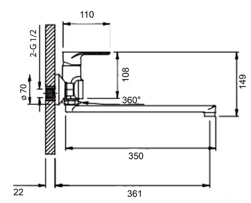 Змішувач для ванни Q-tap Jay QTJAY2601CRM45540 - фото 2