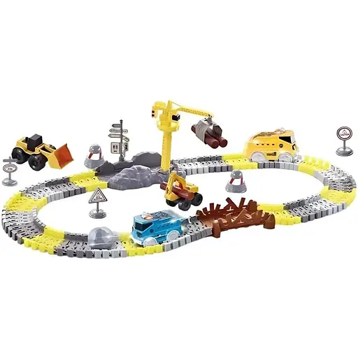 Трек 381 Будівельна техніка 120 деталей, машинка з підсвіткою, декорації, в коробці