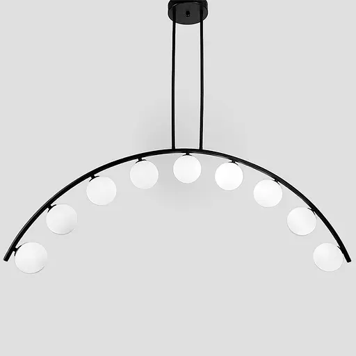 Черная люстра-дуга на 9 белых плафонов Line.F MJ 80/9 BK - фото 1