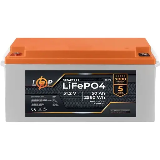 Акумулятор LogicPower LiFePO4 Smart BT 48V 51.2V/50Ah/2560Wh BMS 80A/50А (24479) [109413] - фото 2