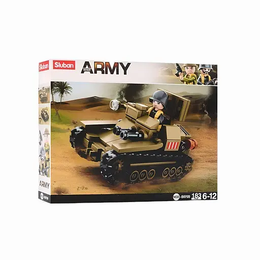 Конструктор Sluban M38-B0709 — Военный танк с фигуркой солдата, 183 детали, развивающая игрушка для детей - фото 2