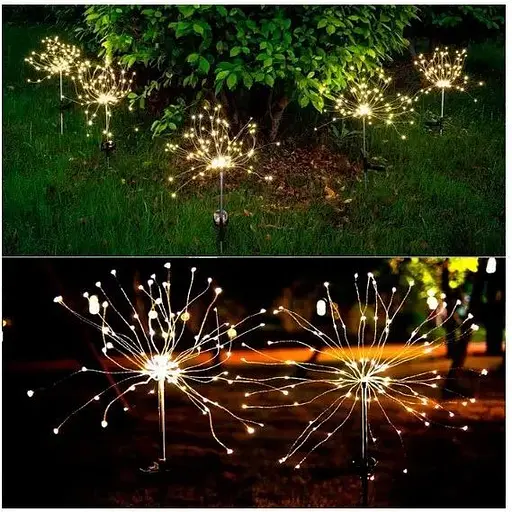 Світильник газонний Solar Феєрверк на сонячній батареї 180 світлодіодів 50 ліній теплий білий 2 шт. - фото 6