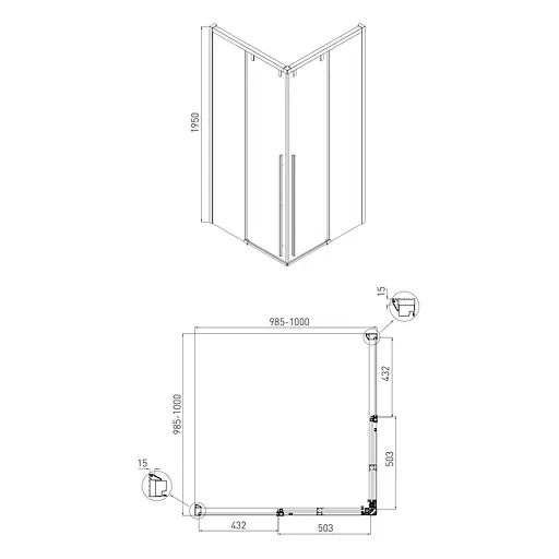 Душевая кабина Volle Aiva 100x100 10-22-680glass, прозрачная, хром - фото 3