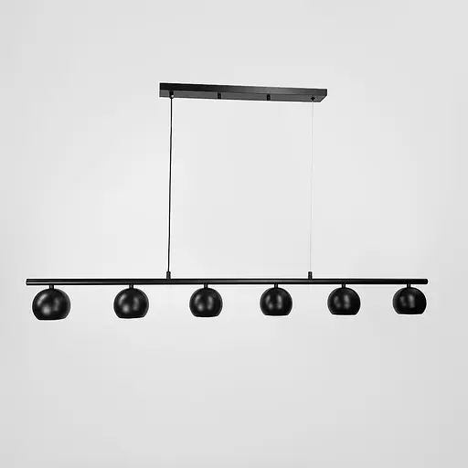Чорна металева люстра на 6 плафонів 120 см | Арт. MJ 208-1200 BK | Line F - фото 1