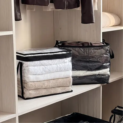 Набор больших прозрачных сумок ORGANIZE для вещей 2 шт (черный) - фото 2