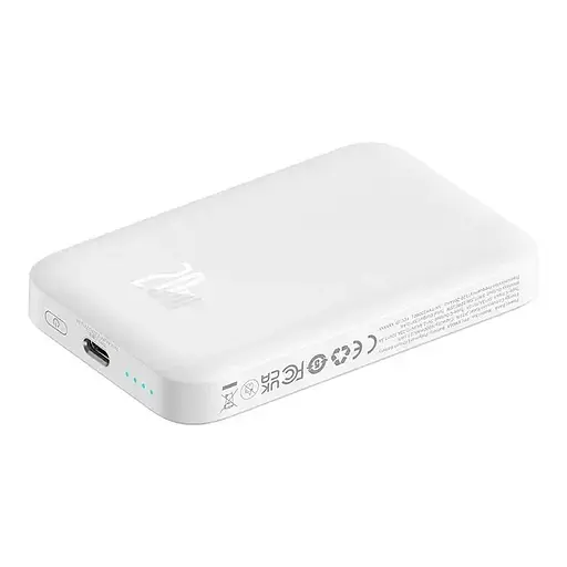 Магнітний портативний павербанк з бездротовою зарядкою Baseus Magnetic 20 W 6000 mAh для iPhone білий - фото 3
