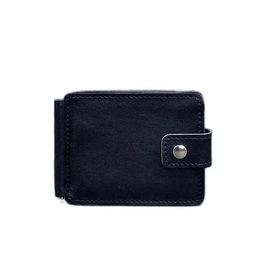 Кожаное портмоне 13.1 зажим с хлястиком синий краст - фото 11