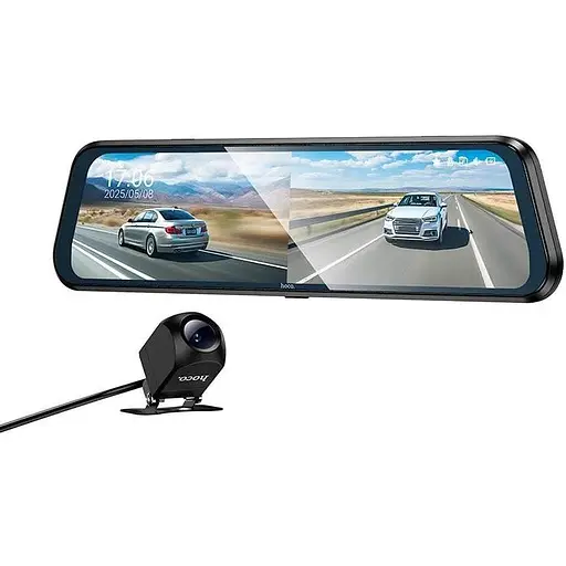 Видеорегистратор - зеркало HOCO DV16 streaming media driving recorder (dual-channel with rear camera) - фото 1