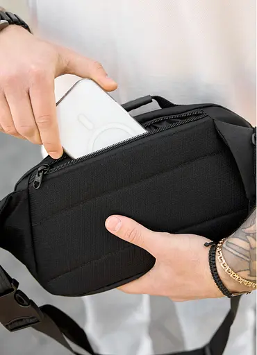 Сумка через плечо бананка Sambag Flex Pro черная 30×17×15 см (85451065m) - фото 4