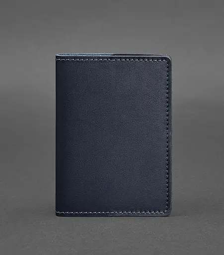 Кожаная обложка для паспорта и военного билета 1.3 темно-синяя - фото 1