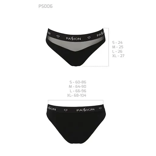 Трусики с прозрачной вставкой Passion PS006 Panties black L - фото 3