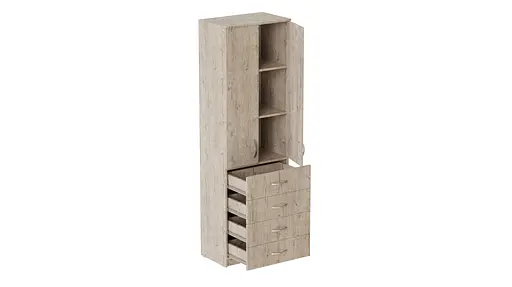 Шкаф Анжело Ferrum-decor на 3 полок с 2 дверями и 4 ящика 1900x600x380 ДСП Дуб Сан-Марино 16 мм (FRD-104990)