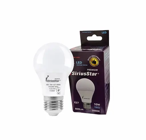 Світлодіодна лампа SIRIUSSTAR 3101 А60 10W-3000K-E27