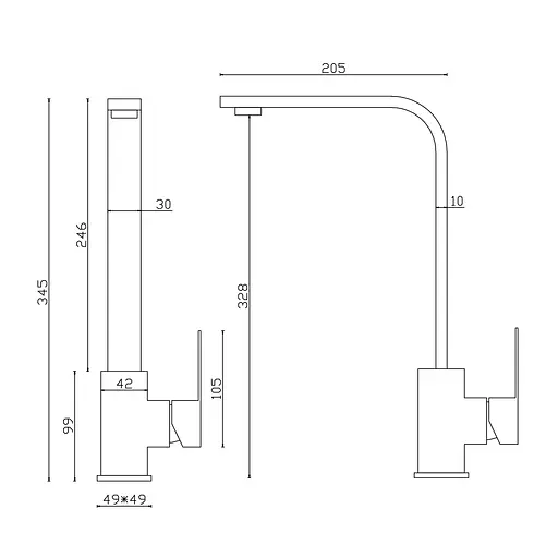 Змішувач для кухні Globus Lux KUBUS одноважільний поворотний з нержавійки для швидкого монтажу та підключення до водопроводу - фото 2