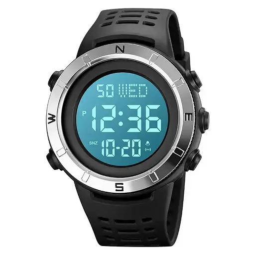 Чоловічий спортивний годинник Skmei 2015 (Чорний з білим циферблатом S) - фото 2