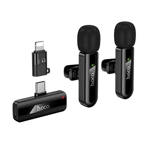 Мікрофон Hoco L20A Fair dual-mic wireless microphone iP/Type-C чорний - фото 7