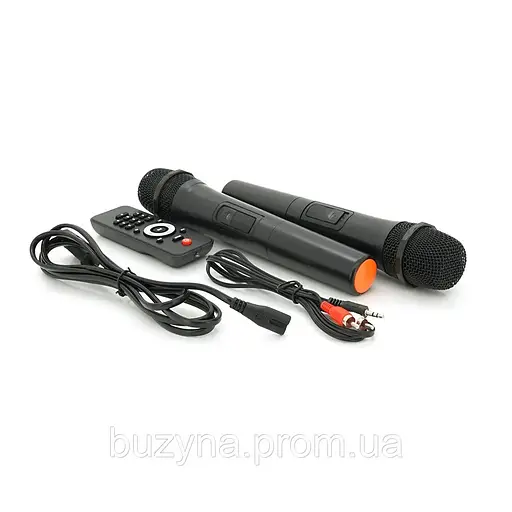 Портативна колонка ZXX-7878 Акустична система 600Вт RGB підсвічування з 2 мікрофонами і пультом 1х3" Чорний - фото 2