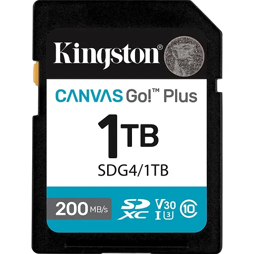 Карта памяти Kingston SDXC Canvas Go! Plus 1TB Class 10 UHS-I U3 V30 (SDG4/1TB) (139175)