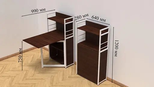 Стол книга с этажеркой Практик 1 Ferrum-decor 1200x640x990 Белый металл ДСП Венге Магия 16 мм (FRD-105390) - фото 3